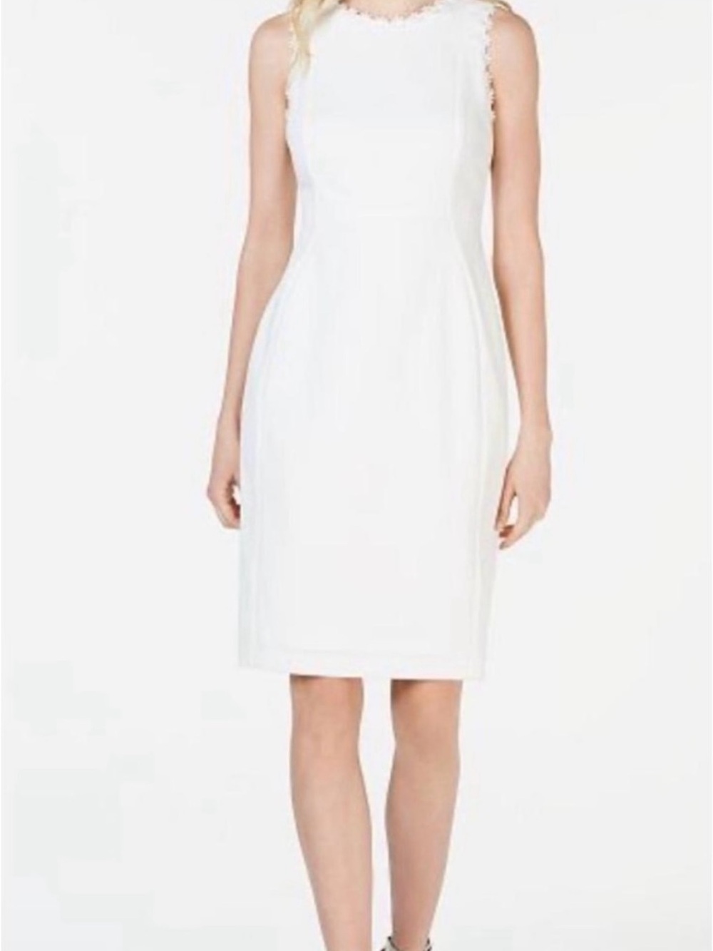 Calvin Klein White Sleeveless Sheath Dress